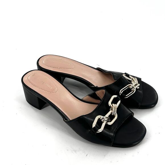 Bandolino Calle3 Chain Link Mules 6.5 Black NWOT Heels Pumps Capsule 90s Slip On - Picture 5 of 7
